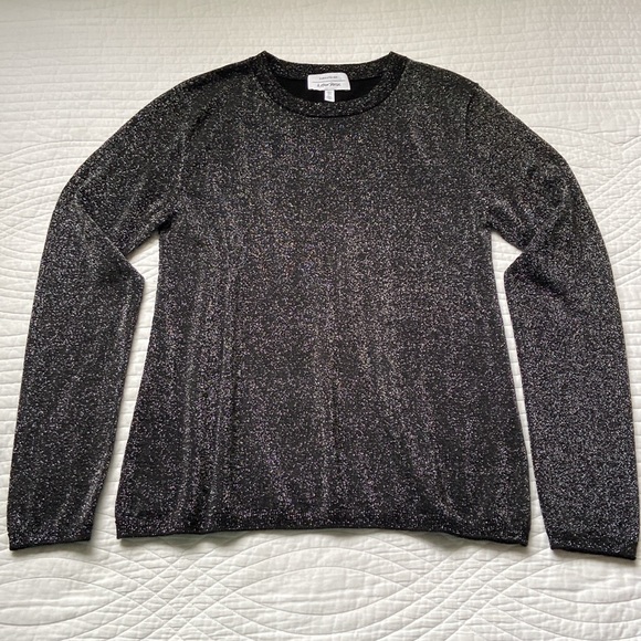& Other Stories Metallic Knit Crewneck Sweater Black Silver Small - Picture 3 of 17